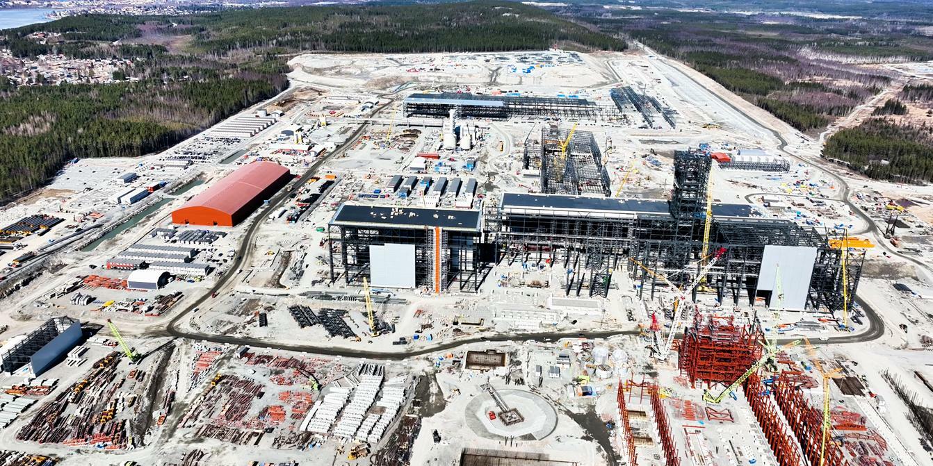 The construction site of the Stegra "green" steel mill in Boden, northern Sweden, in May 2025. | STEGRA