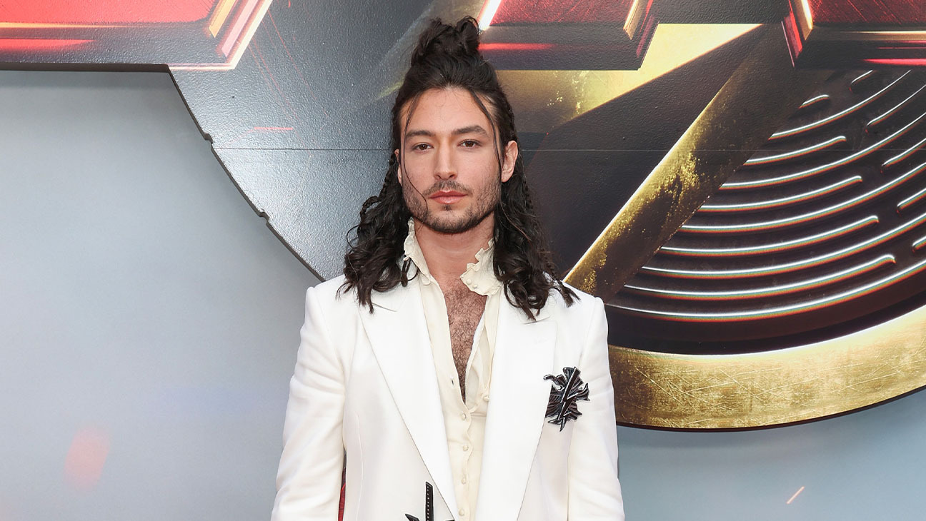 Ezra Miller at 'The Flash' premiere following controversies.