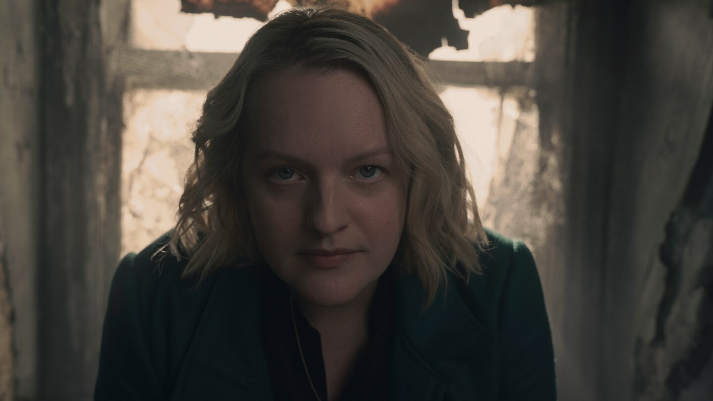 June (Elisabeth Moss) at the end of 'The Handmaid's Tale.'