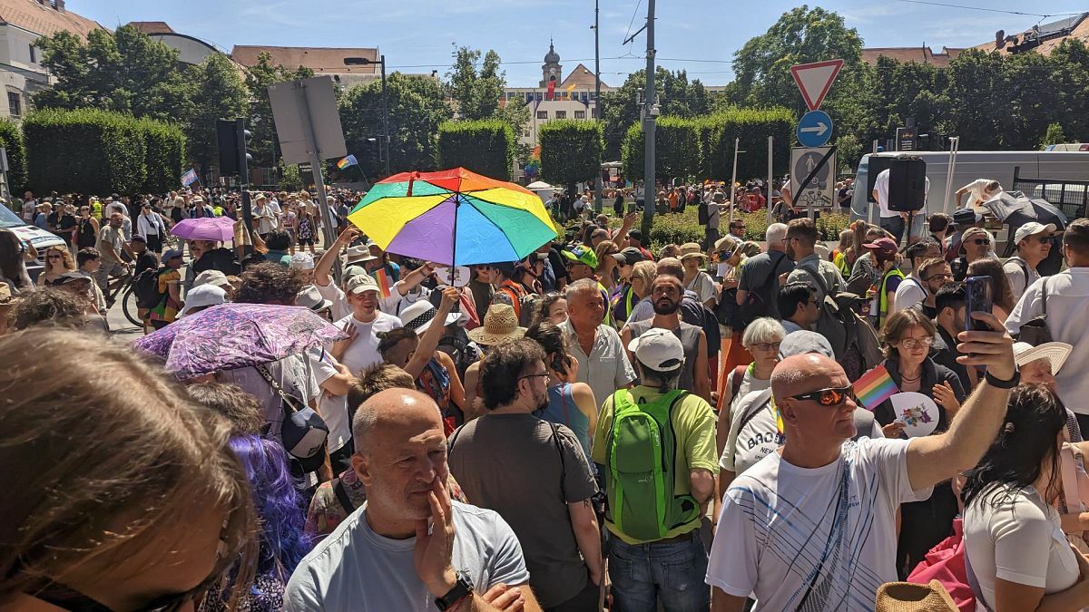 People attending Budapest Pride