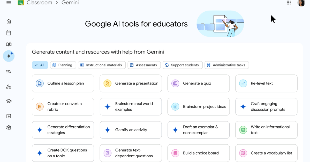 Google Classroom Gemini tab