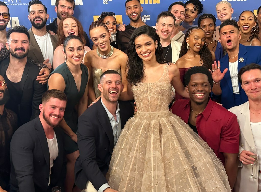 Rachel Zegler (center) with ‘Evita’ cast