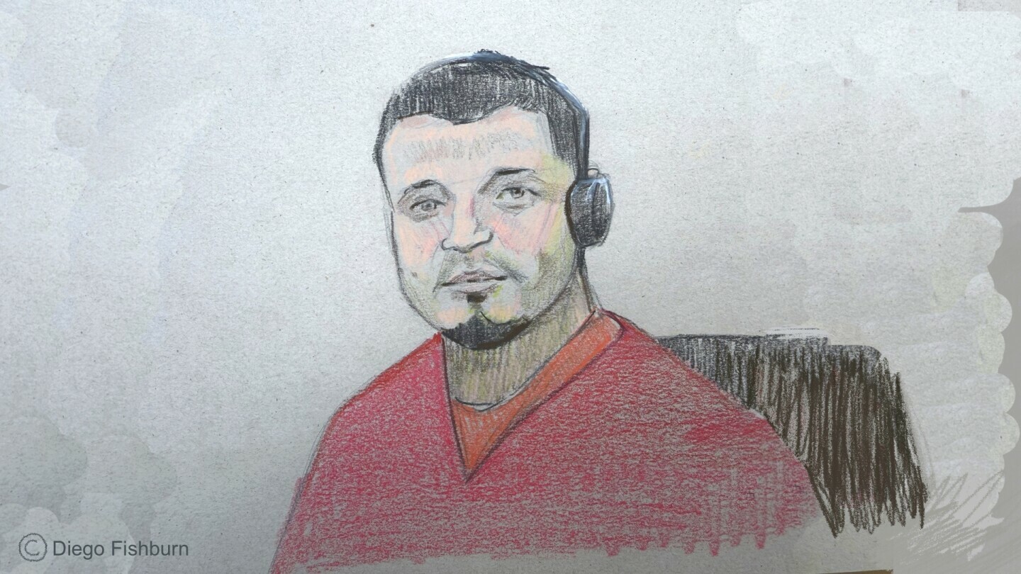 This courtroom sketch depicts Kilmar Abrego Garcia sitting in court during his detention hearing on Wednesday, June 25, 2025, in Nashville, Tenn. (Diego Fishburn via AP) This courtroom sketch depicts Kilmar Abrego Garcia sitting in court during his detention hearing on Wednesday, June 25, 2025, in Nashville, Tenn. (Diego Fishburn via AP)