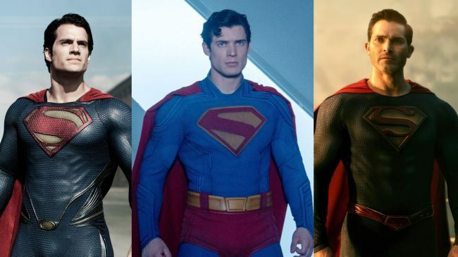 Henry Cavill, David Corenswet, and Tyler Hoechlin as Superman