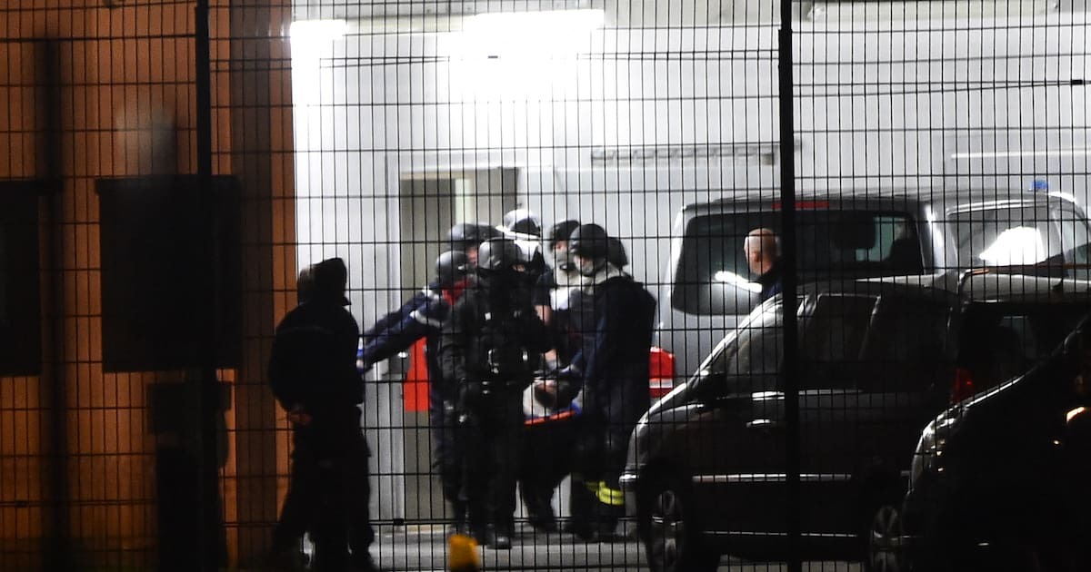 Lors de l'interpellation de Michaël Chiolo, à la prison de Condé-Sur-Sarthe, le 5 mars 2019.