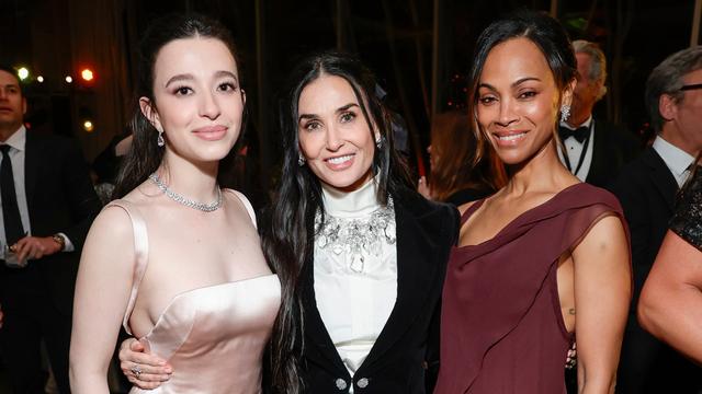 Mikey Madison, Demi Moore and Zoe Saldana attend an after party for the 36th Palm Springs Film Awards at Palm Springs Convention Center on Jan. 3, 2025.