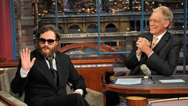 Joaquin Phoenix appears on 'The Late Show with David Letterman' on Feb. 11, 2009. Joaquin Phoenix appears on 'The Late Show with David Letterman' on Feb. 11, 2009.