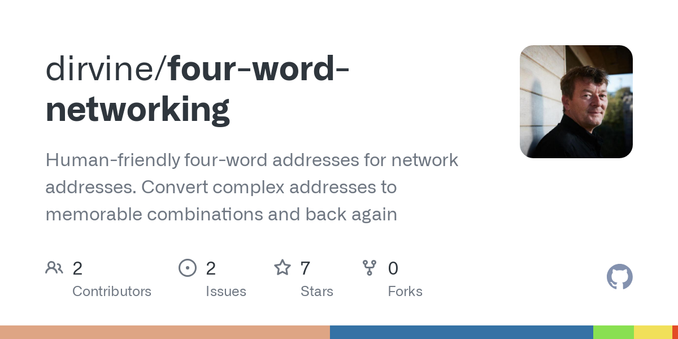 Human-friendly four-word addresses for network addresses. Convert complex addresses to memorable combinations  and back again - dirvine/four-word-networking