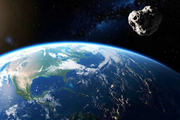 Un astéroïde croise l'orbite de la Terre. Un astéroïde croise l'orbite de la Terre.