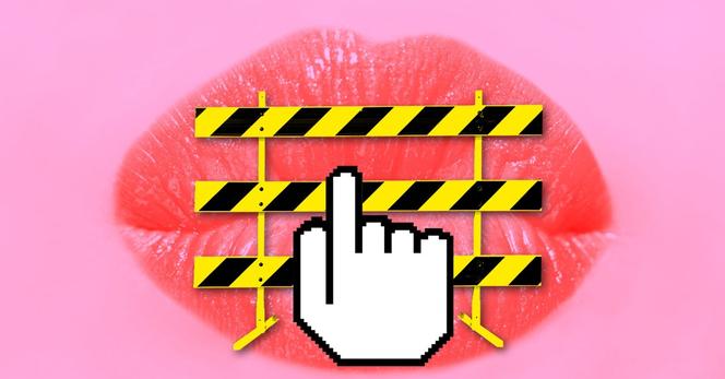 Puckering lips behind a road block.