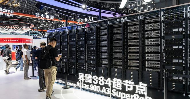 The Chinese telecommunications giant Huawei has been racing to develop chips that can compete with Nvidia to power advanced A.I. systems. Huawei displayed a massive cluster of chips at an A.I. conference in Shanghai this week.