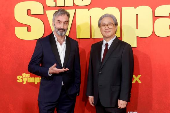 L-R) Don McKellar & Park Chan-wook attend the LA Premiere of HBO's The Sympathizer on April 09, 2024