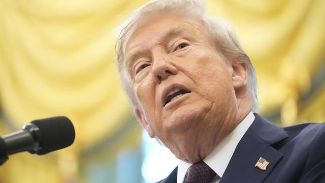 President Donald Trump speaks during an event about the relocation of U.S. Space Command headquarters from Colorado to Alabama in the Oval Office of the White House, Tuesday, Sept. 2, 2025, in Washington. (AP Photo/Mark Schiefelbein)