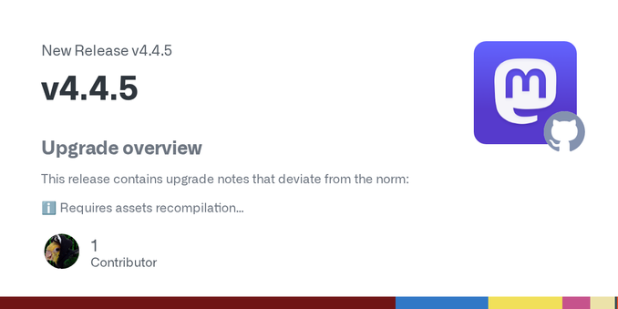 Upgrade overview
This release contains upgrade notes that deviate from the norm:
ℹ️ Requires assets recompilation
For more information, view the complete release notes and scroll down to the upgrad...