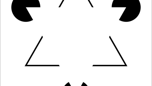 Image of a set of lines and partial circles that creates the illusion of a triangle in the middle.