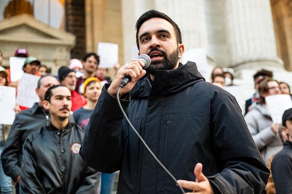 Zohran Mamdani at the Resist Fascism Rally in New York City's Bryant Park on October 27, 2024. (Photo: Bingjiefu He, licensed under CC BY-SA 4.0)