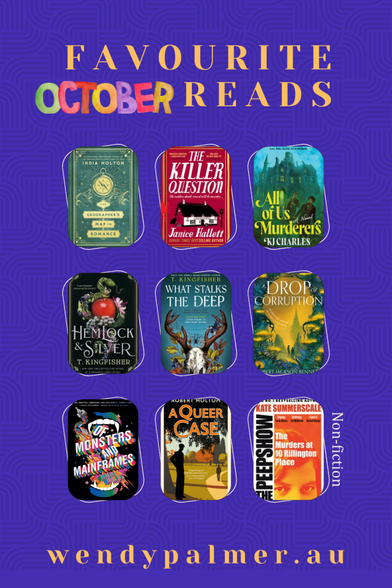 The covers of the nine books read this month.