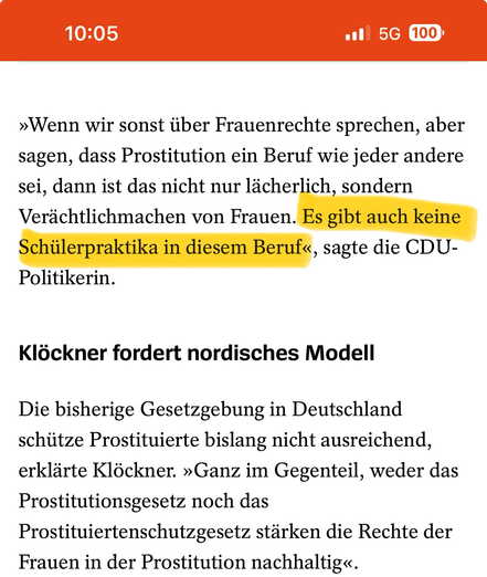 Julia Klöckner bemängelt fehlende Ausbildungsplätze in der Sexarbeit Julia Klöckner bemängelt fehlende Ausbildungsplätze in der Sexarbeit