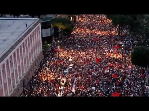 Day 98 of anti-corruption protest in Tirana, Albania