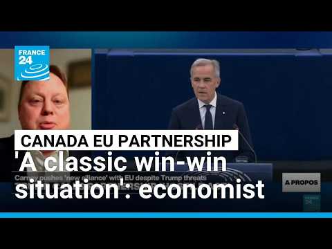 Speaking with FRANCE 24s Monte Francis, Fabian Zuleeg, Chief Economist at the European Policy Center, says that the partnership between Canada and the EU "is a classic win-win situation. Canada has many resources, has many of the economic strengths that the European Union lacks, the EU has a very large market, it is an important trading partner".#Canada #EU #US 