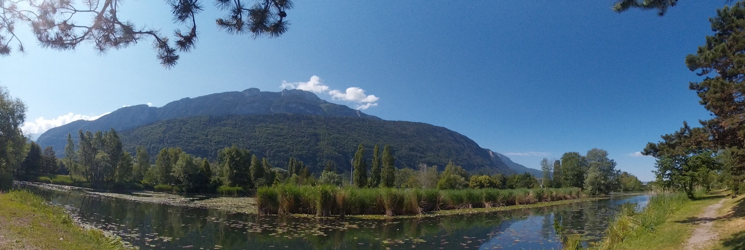 Vue panoramique du lac à côté de la maison.