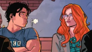 Dick Greyson and Barbara Gordon looking conflicted. 