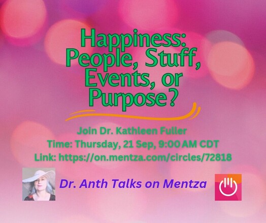 Pink bubble background behind text invitation to Dr. Anth Talks Mentza talk on 21 September at 9am CDT.