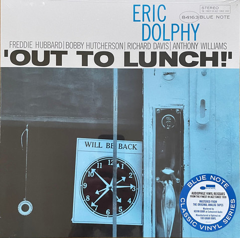 A seven-handed clock appears in a shop window on the cover of Eric Dolphy's jazz classic, Out to Lunch!