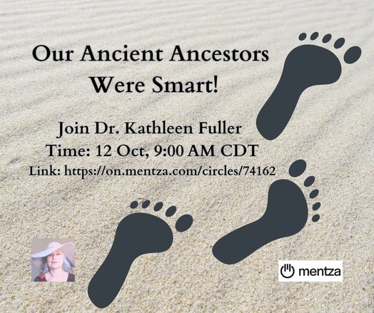 Footprints on sand. Text: Our Ancient Ancestors Were Smart!
