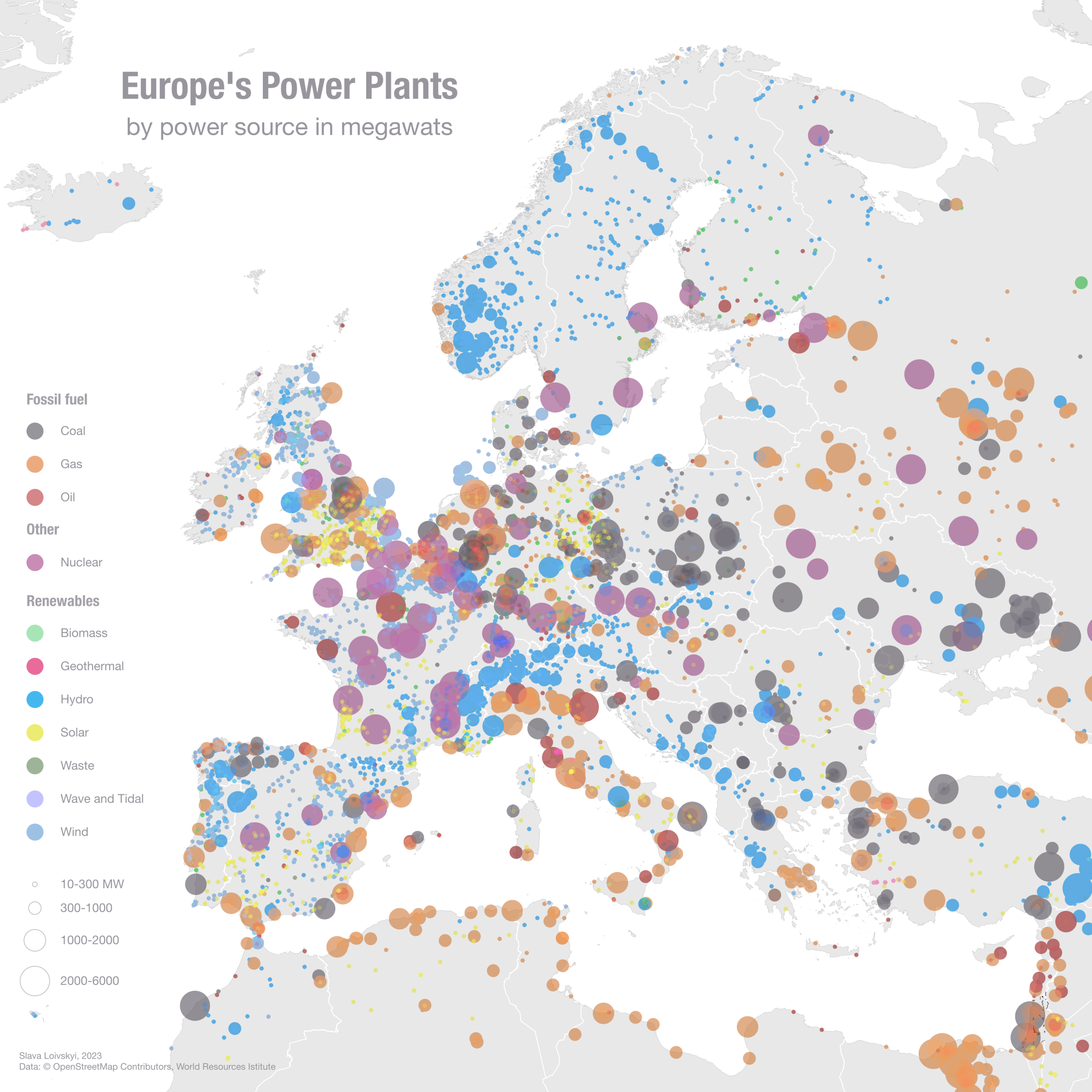 map of Europe's Power Plants