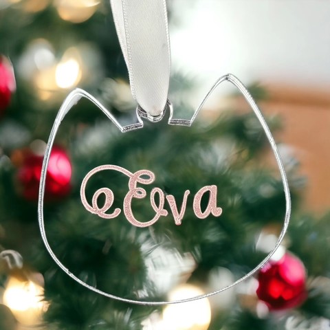 Clear custom cat head ornament