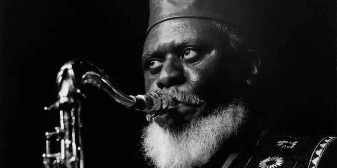 1989 photo of Pharoah Sanders by Peter Symes/ Redferns/ Getty Images