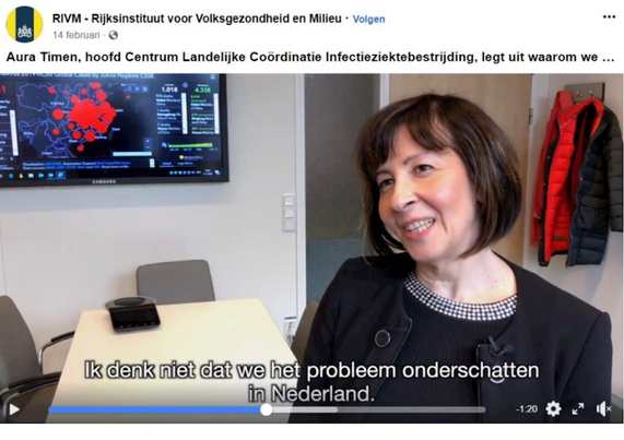 Aura Timen, hoofd Centrum Landelijke Coordinatie Infectieziektenbestrijding, legt op 14 februari 2020 uit waarom we ons geen zorgen hoeven te maken over het coronavirus in Nederland.
"Ik denk niet dat we het probleem onderschatten in Nederland."