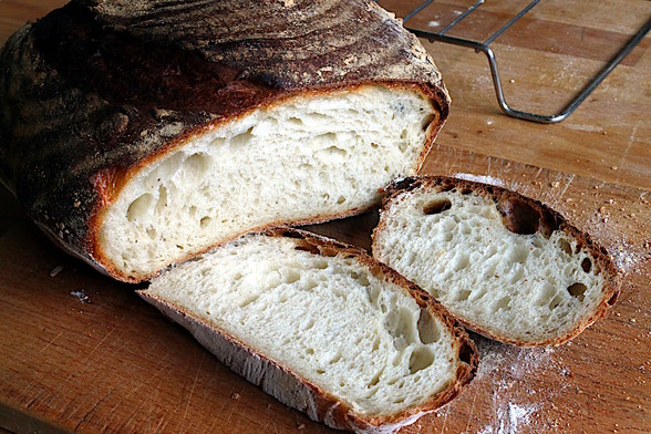 Loaf sliced showing the crumb