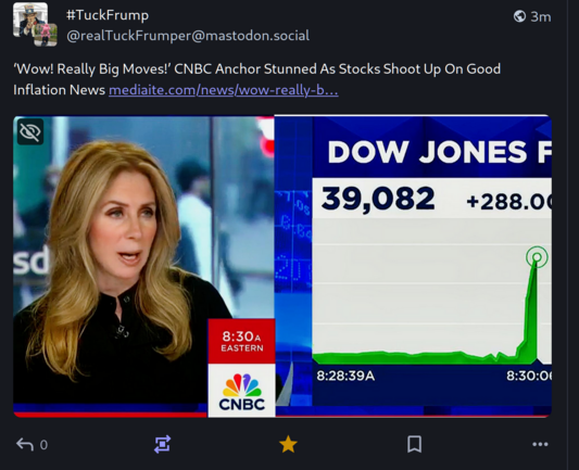 ‘Wow! Really Big Moves!’ CNBC Anchor Stunned As Stocks Shoot Up On Good Inflation News https://www.mediaite.com/news/wow-really-b