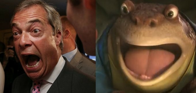 Picture of Nigel Farage - and a frog.