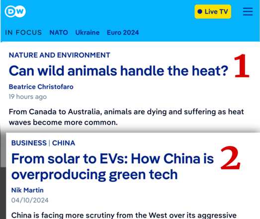 Two DW headlines

Nature and Environment
