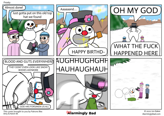 Alarmingly Bad comic where a snowman has an existential crisis