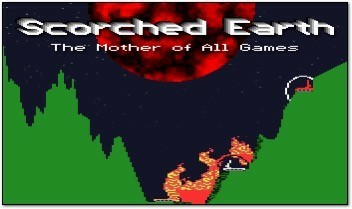 Start screening for the 90s retro game “scorched earth, the mother of all games”. I remember you would shoot missiles and blow up the ground, which is green here, but also on fire in the canyon in the center