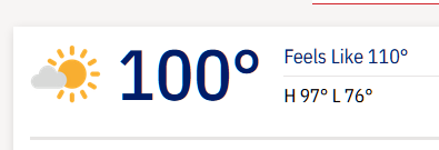 Forecast for Raleigh, NC:  100 degrees Feels like 110 degrees