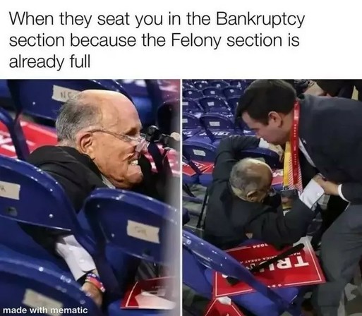 Image shows Rudy Giuliani after a fall at the Qonvention

