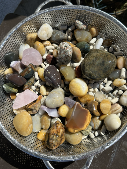 Variety of tumbled rocks. 