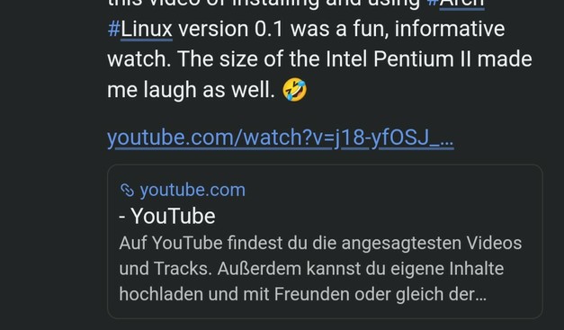 Screenshot of Phanpy displaying a URL preview in German