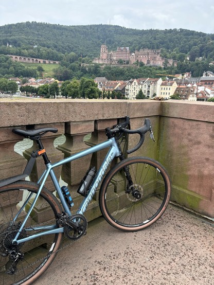Fahrrad an einer Brücke in Heidelberg 
