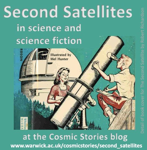Image of telescopes and a dome from the cover of The Second Satellite by Robert Richardson.