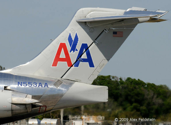 American Airlines MD-82 tail way back in 2009