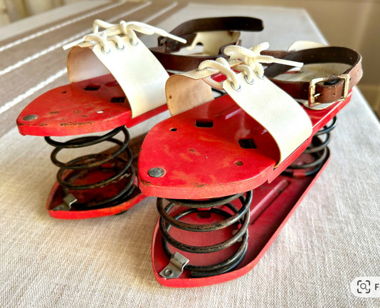 Vintage spring shoes. Red, laced, disaster waiting to happen.