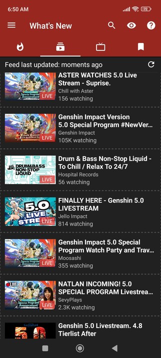 One music livestream among many genshin livestream 