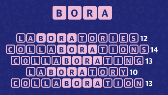 LABORATORIES 12
COLLABORATIONS 14
COLLABORATING 13
LABORATORY 10
COLLABORATION 13