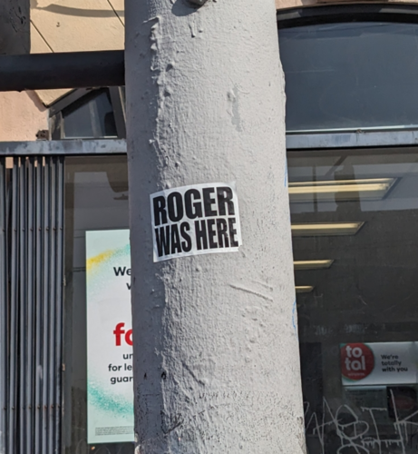 Sticker on a pole 